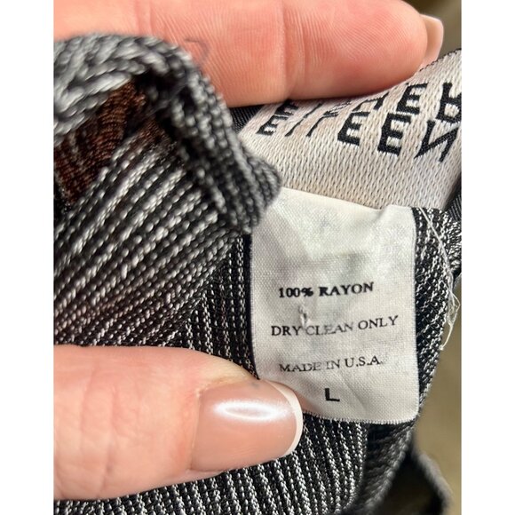 Vintage Eileen Fisher Pinstripe Maxi Dress black white Cottagecore Lagenlook - Picture 8 of 8